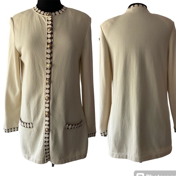 St. John Collection by Marie Gray Knit Cardigan Cream Size 10 - Picture 1 of 16